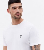 New Look White Rose Embroidered Short Sleeve T-Shirt